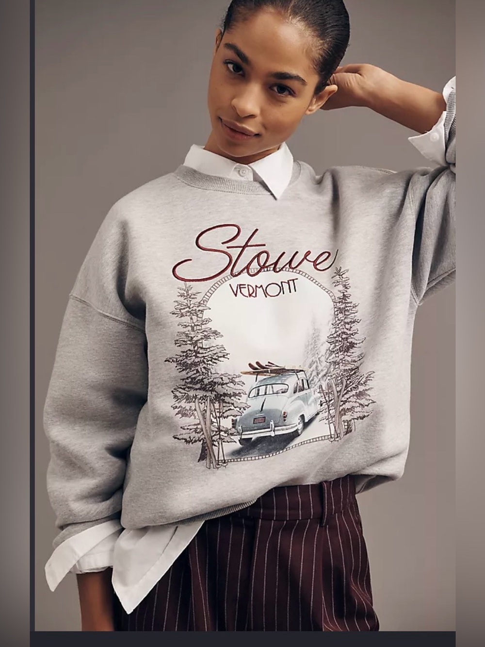 Girl Dangerous Stowe Vermont Sweatshirt Gray Crewneck Anthropologie Large